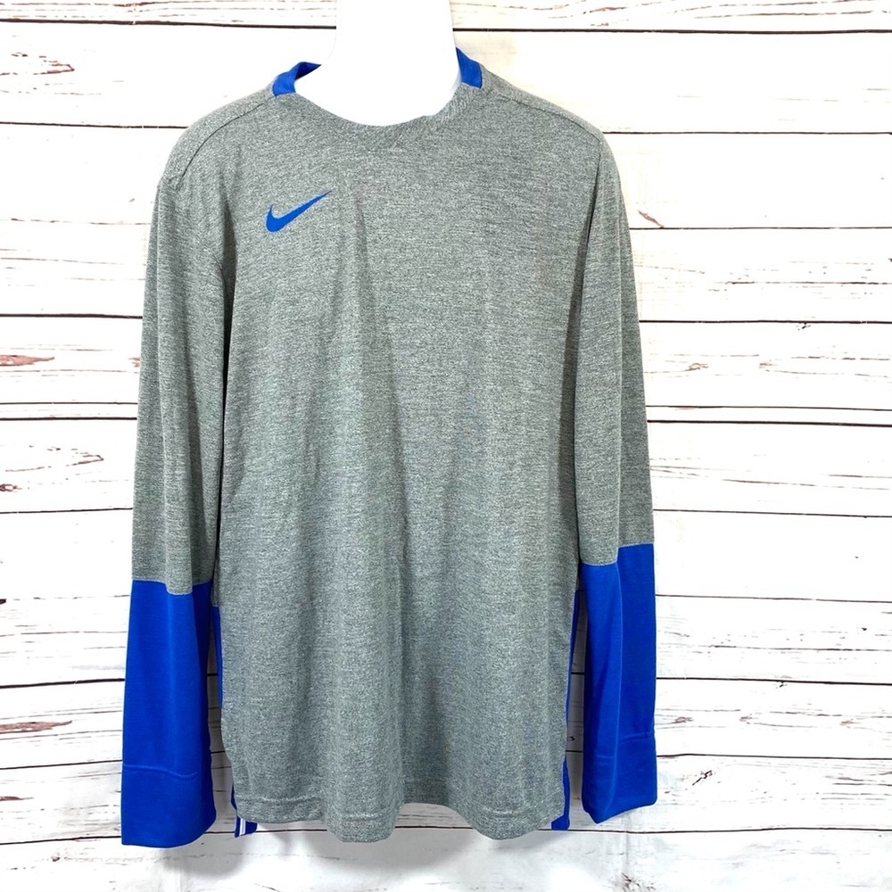 Nike Men's‎ Long Sleeve Shirt Player Top Gray Blue